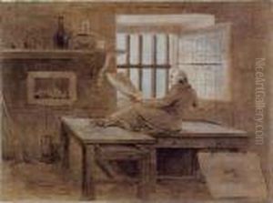 Hubert Robert In His Cell In The Prison Of St.lazare by Hubert Robert