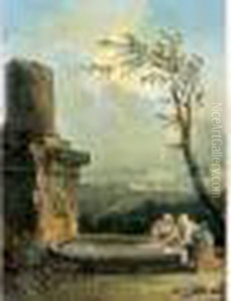 Les Lavandieres A La Fontaine. - view 1
