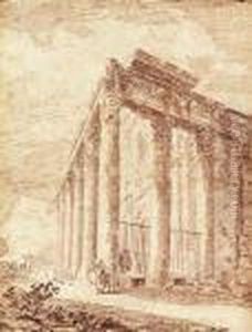 The Temple Of Antoninus And Faustina by Hubert Robert
