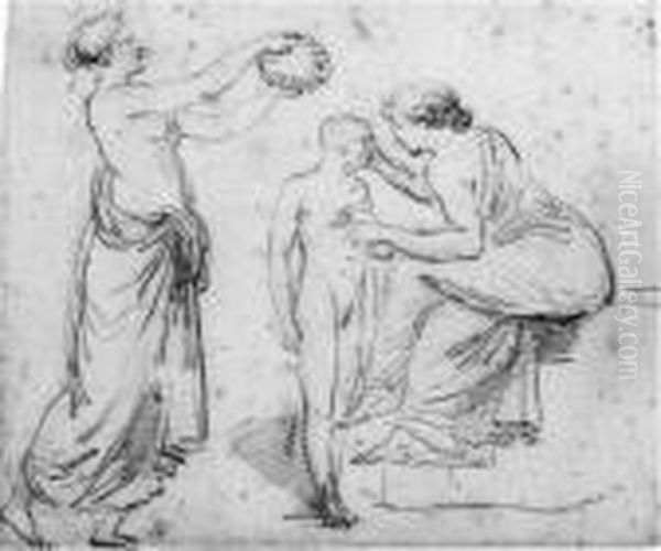 Venus And A Nymph Crowning Cupid With Roses - view 1