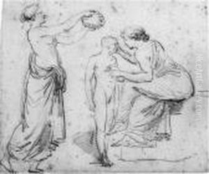 Venus And A Nymph Crowning Cupid With Roses
