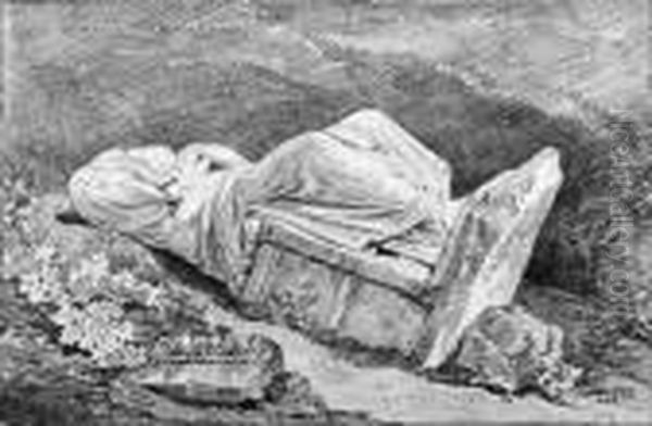 A Fallen Classical Statue Of A Female Figure - view 1