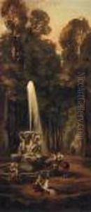 An Artist Sketching A Lady
Beneath A Terrace In A Garden; Andwasherwomen By A Fountain In A Garden An Artist Sketching A Lady
Beneath A Terrace In A Garden; Andwasherwomen By A Fountain In A Garden