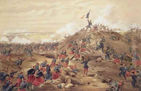 The Attack on the Malakoff, plate from The Seat of War in the East, pub. by Paul and Dominic Colnaghi and Co., 1856 - view 1