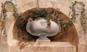 Stone Vases With Flowers by Hubert Robert