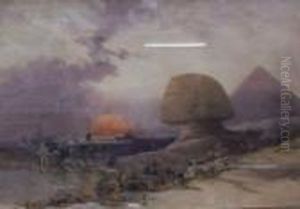 Travellers With Camels Before by David Roberts