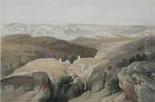 The Holy Land And Egypt:
Wilderness Ofengedi, Convent Of St. Saba, Dead Sea In The Distance - view 1