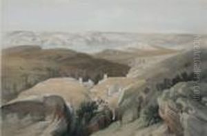 The Holy Land And Egypt: 
Wilderness Ofengedi, Convent Of St. Saba, Dead Sea In The Distance