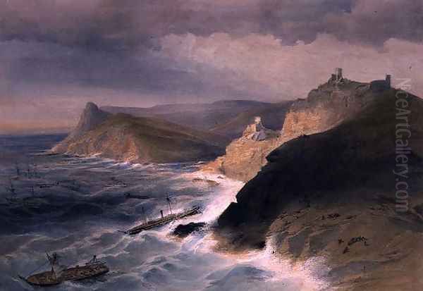 Gale off the Port of Balaklava, November 14th 1854, plate from The Seat of War in the East, pub. by Paul and Dominic Colnaghi and Co., 1856 - view 1