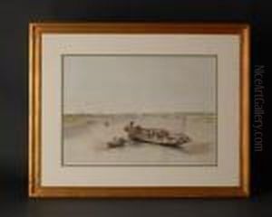 View On The Nile, Looking Toward The Pyramids Of Dashour..... by David Roberts