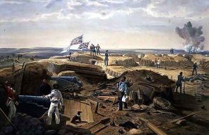 Interior of the Redan, plate from The Seat of War in the East, pub. by Paul and Dominic Colnaghi and Co., 1856