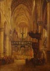 Interior Of A Cathedral Thought To Be St Stephen's by David Roberts