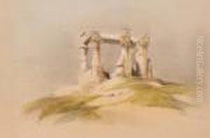 Temple Ruins In Nubia by David Roberts