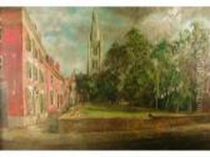 A View Of Church Trees From Swinegate In Grantham by David Roberts
