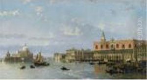 View Of The Doge's Palace And 
The Piazzetta, Venice, With Santa Maria Della Salute To The Left