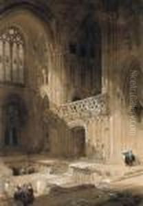 Interior Of The Cathedral Of St.
Mungo, Glasgow; The Choir Screen And Entrance To The Crypt by David Roberts
