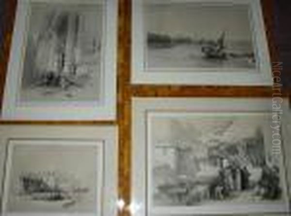 Convent Of St Catherine, Mount
Sinai; Petra; Approach To The Fortress Of Ibrim - Nubia; Quay At Suez,
Lithographs, 2nd And 3rd Plates Lithographed By Louis Haghe - view 1