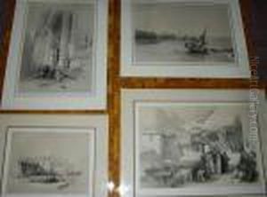 Convent Of St Catherine, Mount
Sinai; Petra; Approach To The Fortress Of Ibrim - Nubia; Quay At Suez,
Lithographs, 2nd And 3rd Plates Lithographed By Louis Haghe by David Roberts