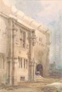 Figures By An Elegant Building by David Roberts
