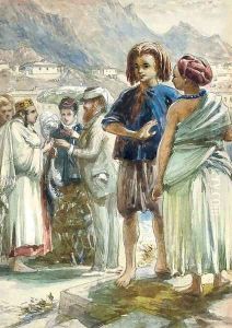 Somalis, Jews and overland passengers at Aden, Yemen by William Simpson