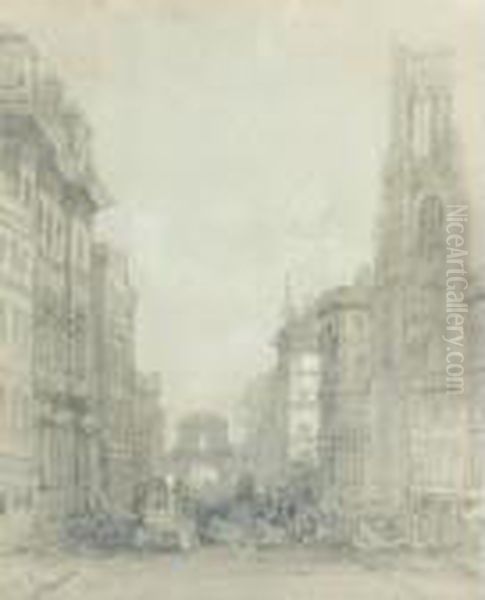Fleet Street At Temple Bar With The Church Of St.dunstans-in-the-west - view 1
