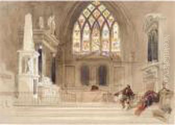 A Folio Of Watercolours Of The Interior Of Stanford On Avon Church, Leicestershire - view 1