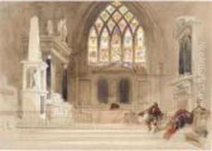 A Folio Of Watercolours Of The Interior Of Stanford On Avon Church, Leicestershire by David Roberts