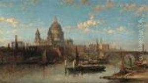 St Paul's From The River Thames, Looking East by David Roberts