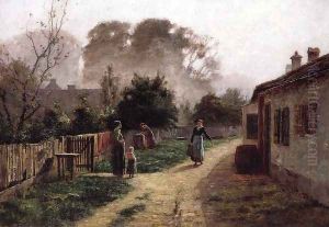 Village Scene 1885 by Theodore Clement Steele