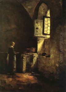 A Corner in the Old Kitchen of the Mittenheim Cloister by Theodore Clement Steele