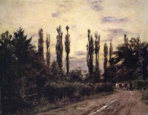 Evening, Poplars and Roadway near Schleissheim