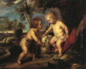 The Christ Child and the Infant St. John after Rubens by Theodore Clement Steele