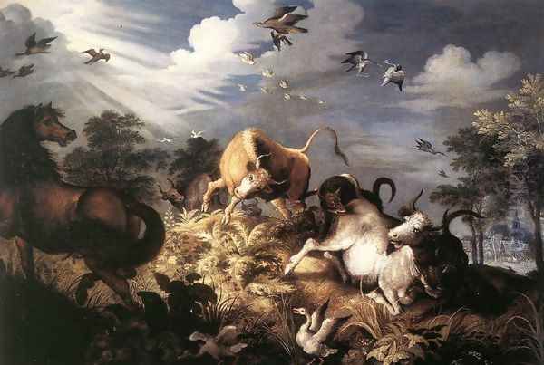 Horses and Oxen Attacked by Wolves - view 1
