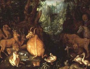 Animals and Birds in a Forest Landscape by Roelandt Jacobsz Savery