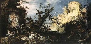 Landscape with Birds 1622 by Roelandt Jacobsz Savery