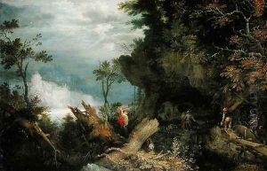 A Rocky Landscape with the Entrance to a Mine