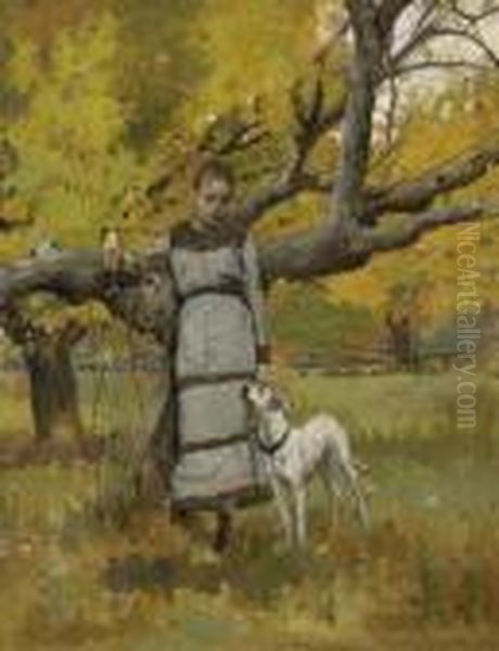 Young Girl With Dog - view 1