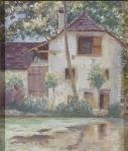 Country House With Pond by Theodore Robinson
