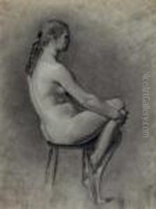 Study Of A Female Nude; And A Companion Drawing And A Companion Painting by Theodore Robinson