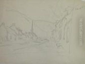 Village Street And View Of A Town: A Double-sided Work
