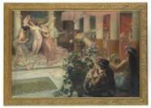Dancers And Musicians In The Atrium by Georges Antoine Rochegrosse