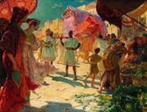 Scene De Marche Arabe, Princesse Orientale by Georges Antoine Rochegrosse