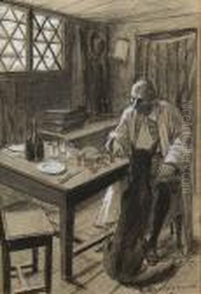 Homme Attable Et Son Chien - view 1