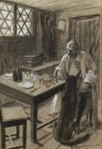 Homme Attable Et Son Chien by Georges Antoine Rochegrosse