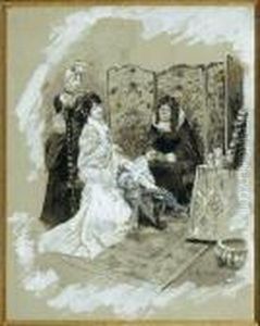 Femme A Sa Toilette En Costume Du Xviie Siecle (scene De Theatre De Moliere). by Georges Antoine Rochegrosse