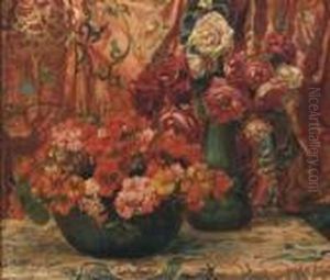 Red Flowers Amongst Drapery Red Flowers Amongst Drapery