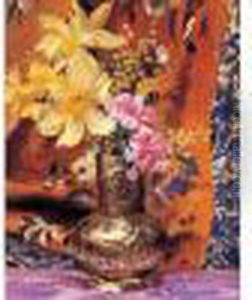 " Bouquet De Fleurs Dans Un Vase Oriental ".