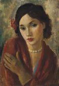 An Elegant Lady With A Pearl Necklace by Vera Rockline