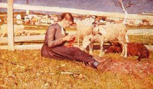 A Girl Knitting, 1888