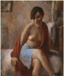 Portrait Of A Lady In A Blue Skirt